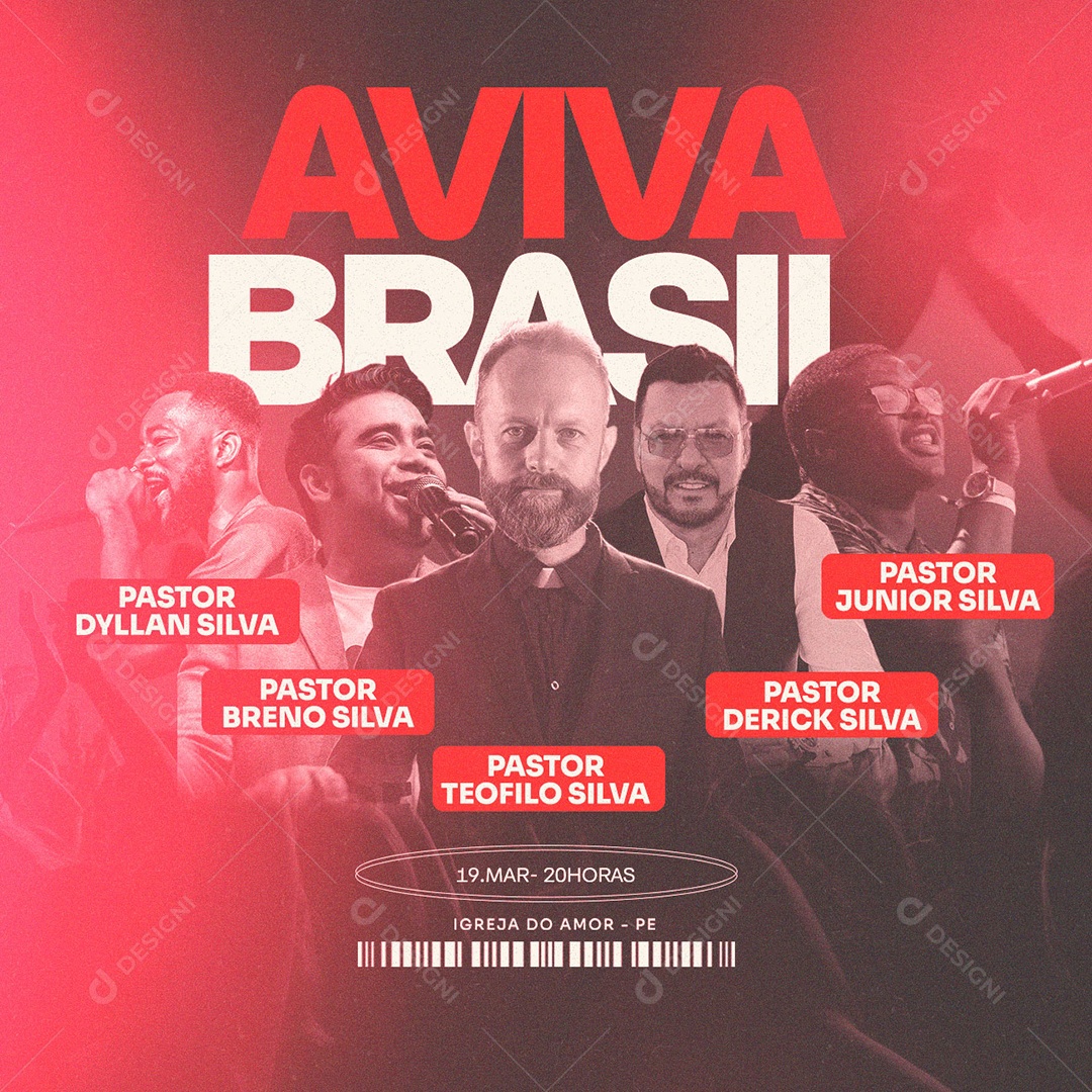 Aviva Brasil Pastor Teofilo Junior Silva Dyllan Silva Gospel Social Media PSD Editável