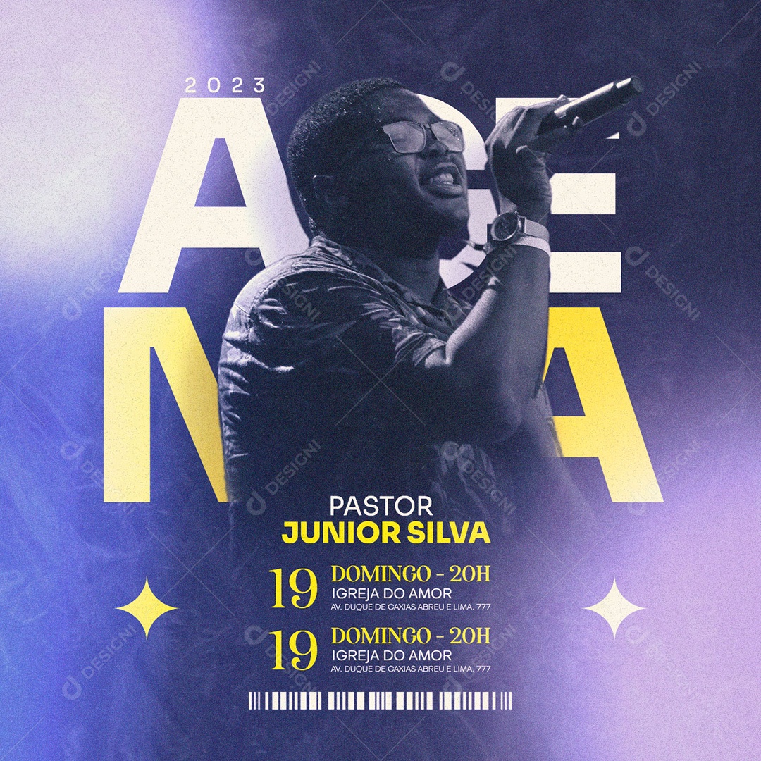 Pastor Junior Silva Agenda Culto Igreja Do Amor Gospel Social Media PSD Editável