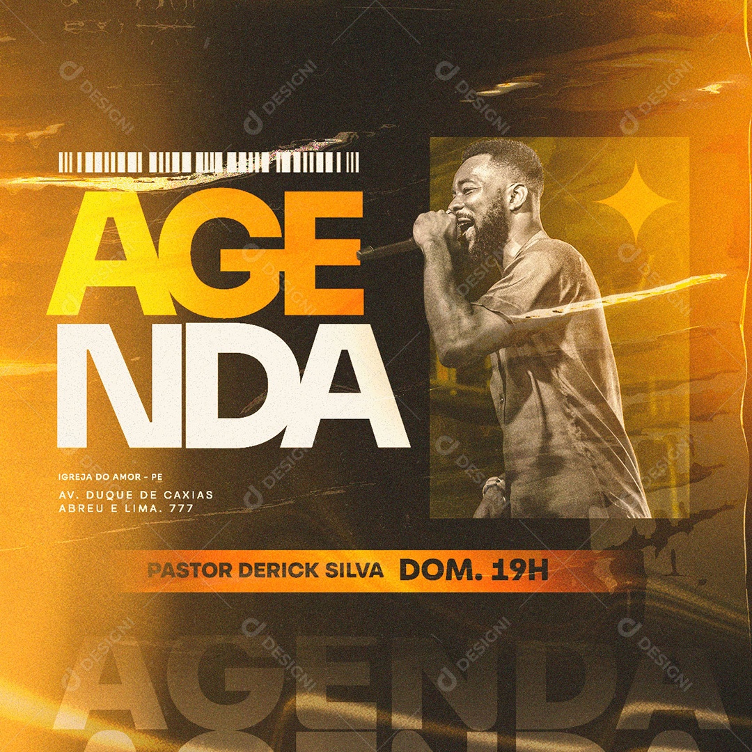 Agenda Pastor Derick Silva Culto Igreja Gospel Social Media PSD Editável