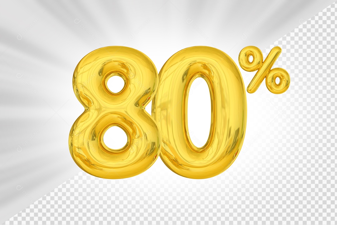 80% Discount Yellow Number 3D PSD Element