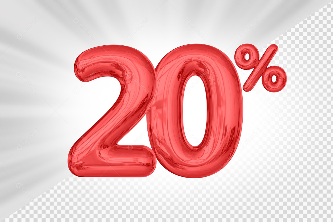 Numero Vermelho De 20% Desconto Elemento 3D PSD