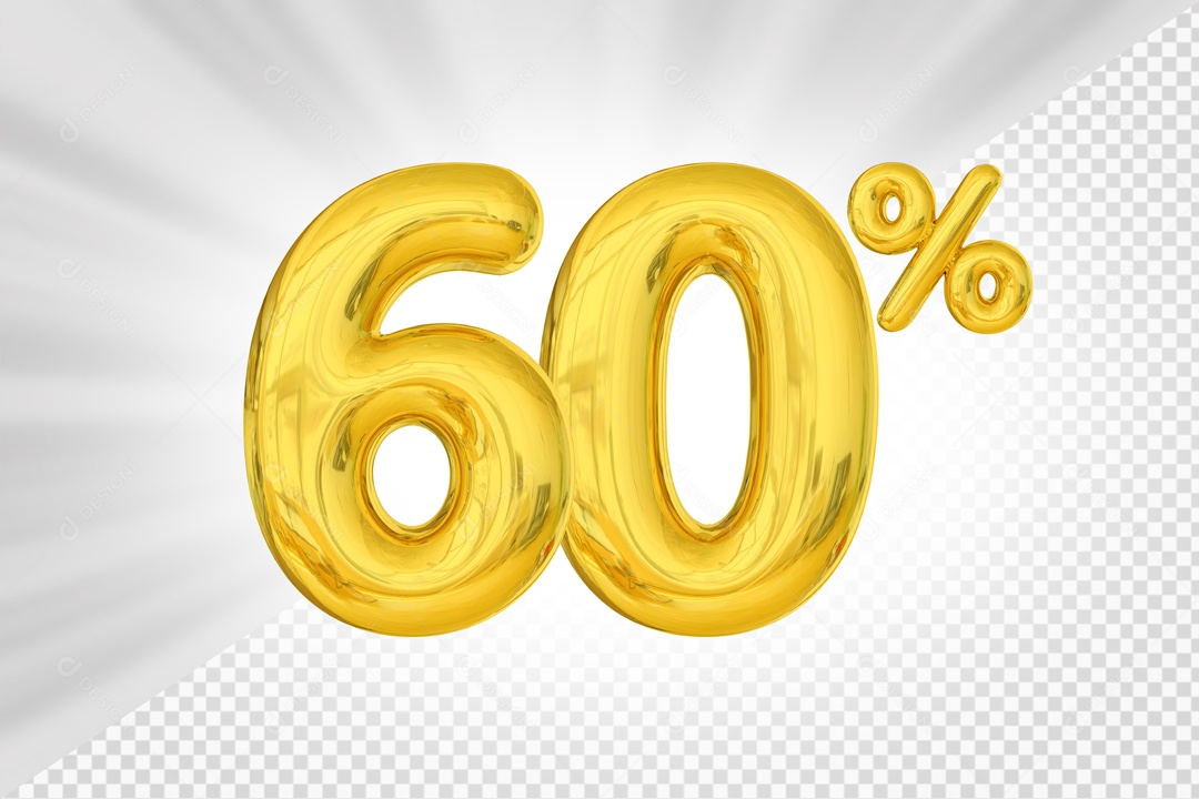 Numero Amarelo De 60% Desconto Elemento 3D PSD