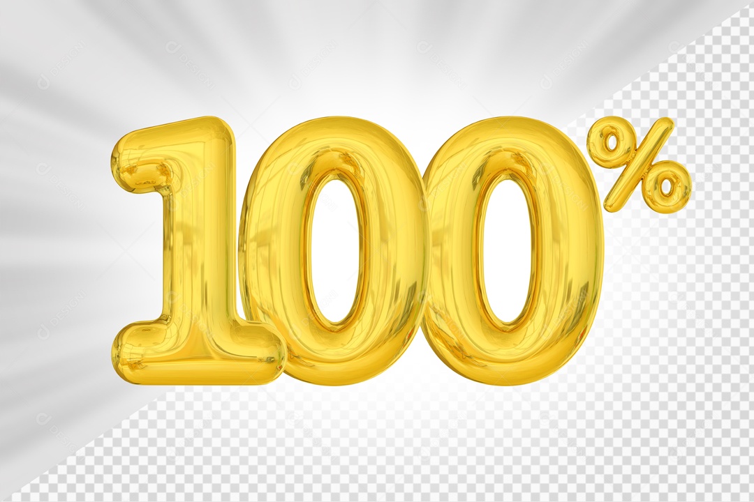 Numero Amarelo De 100% Desconto Elemento 3D PSD