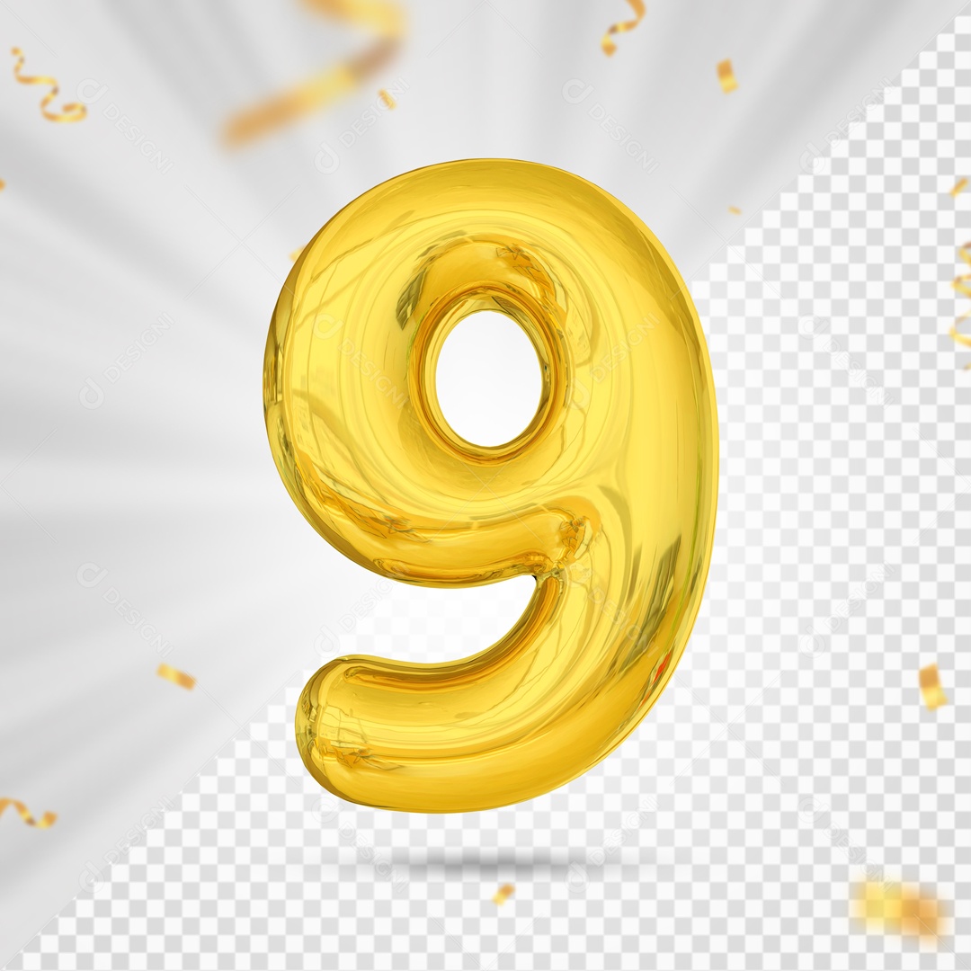 Numero 6 Amarelo Festa Elemento 3D PSD
