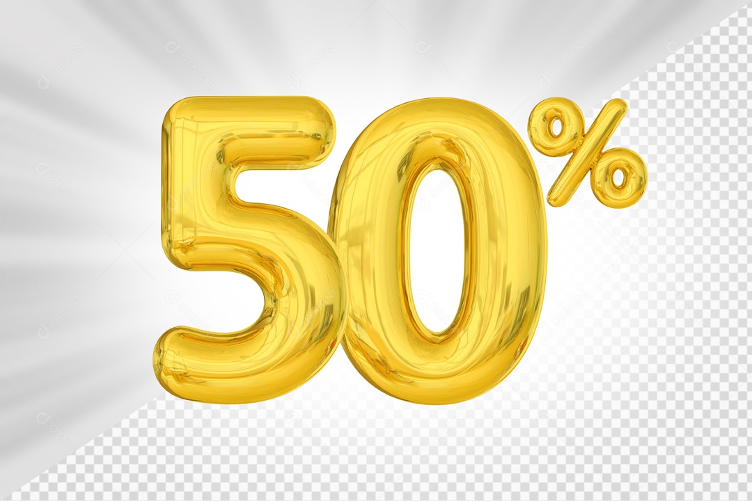 Numero Amarelo De 50% Desconto Elemento 3D PSD