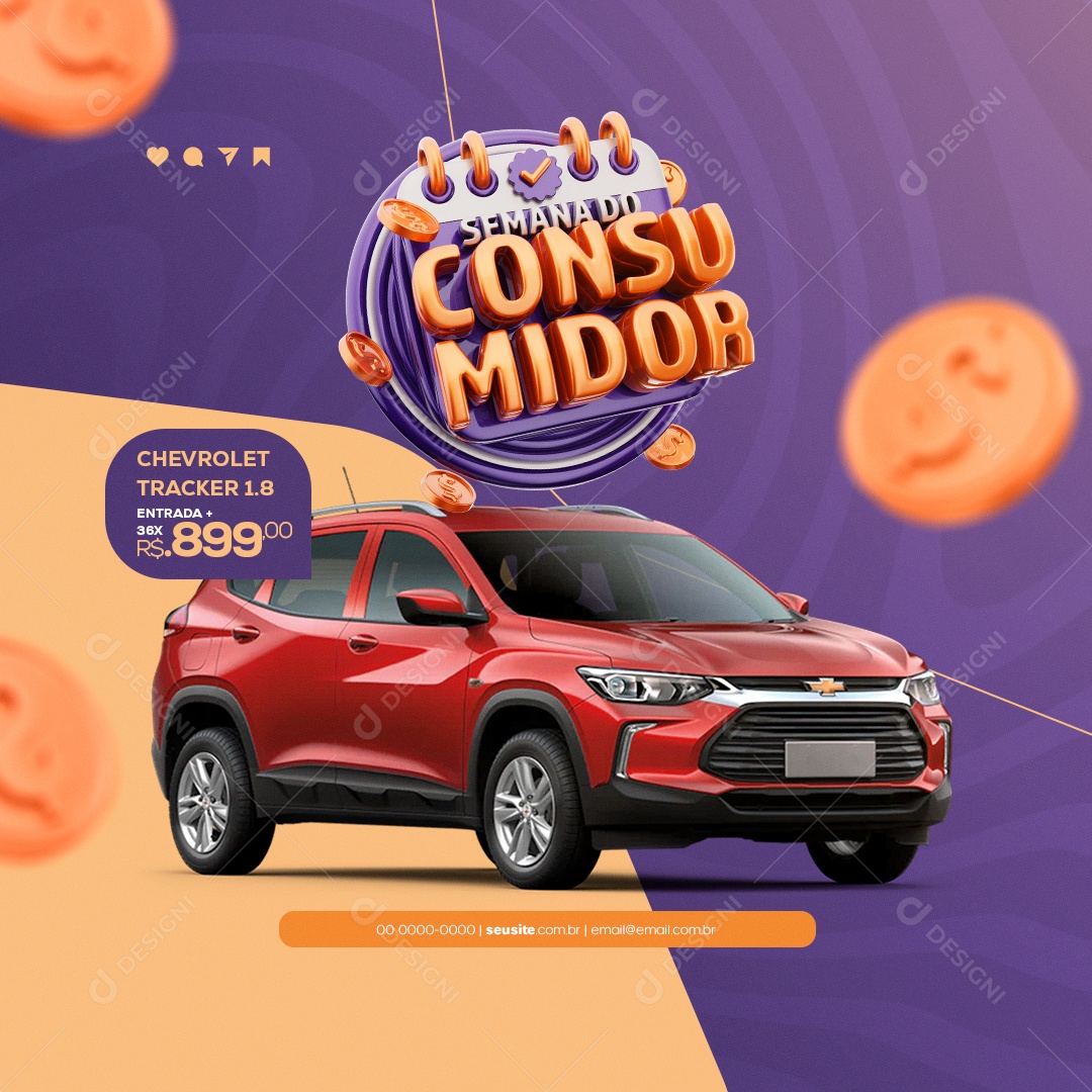 Semana do Consumidor Chevrolet Tracker Social Media PSD Editável