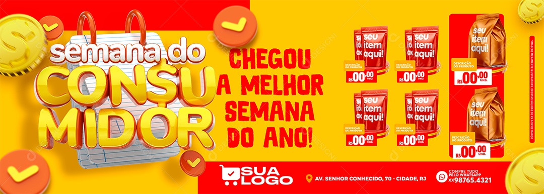 Banner Semana Do Consumidor Chegou A Melhor Semana Do Ano Produtos Supermercado Social Media PSD Editável