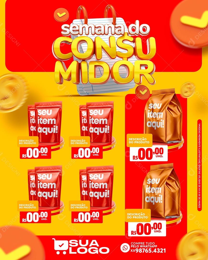Encarte Semana Do Consumidor Produtos Supermercado Social Media PSD Editável