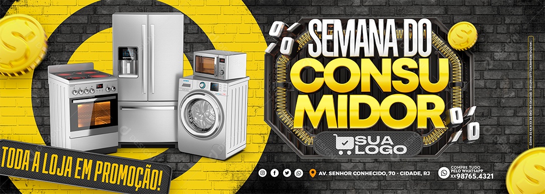 Banner Semana Do Consumidor Loja Eletrodoméstico Social Media PSD Editável