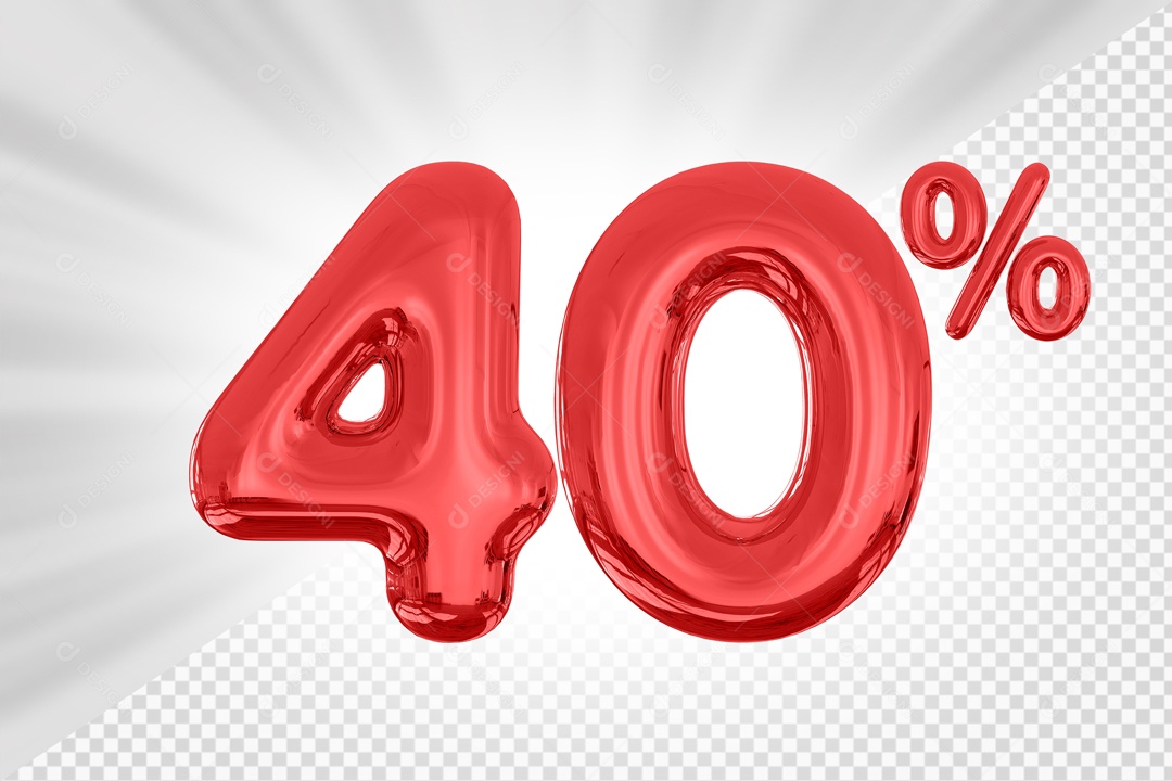 Numero Vermelho De 40% Desconto Elemento 3D PSD