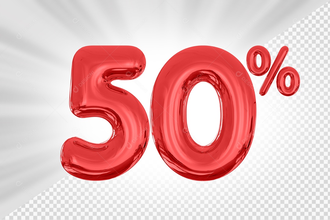 Numero Vermelho De 50% Desconto Elemento 3D PSD