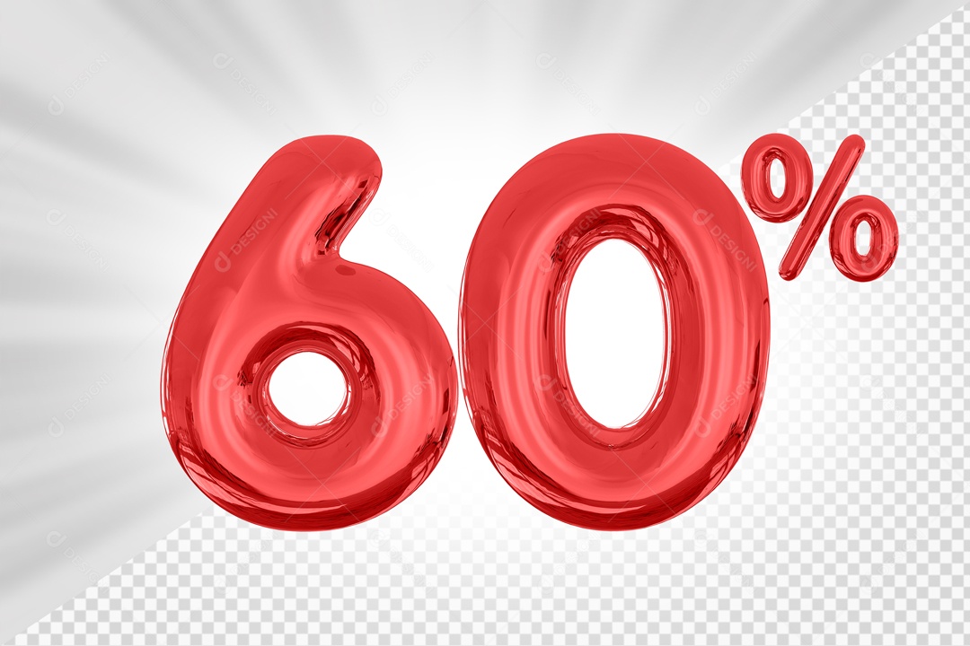 Numero Vermelho De 60% Desconto Elemento 3D PSD