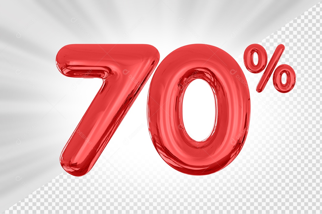 Numero Vermelho De 70% Desconto Elemento 3D PSD