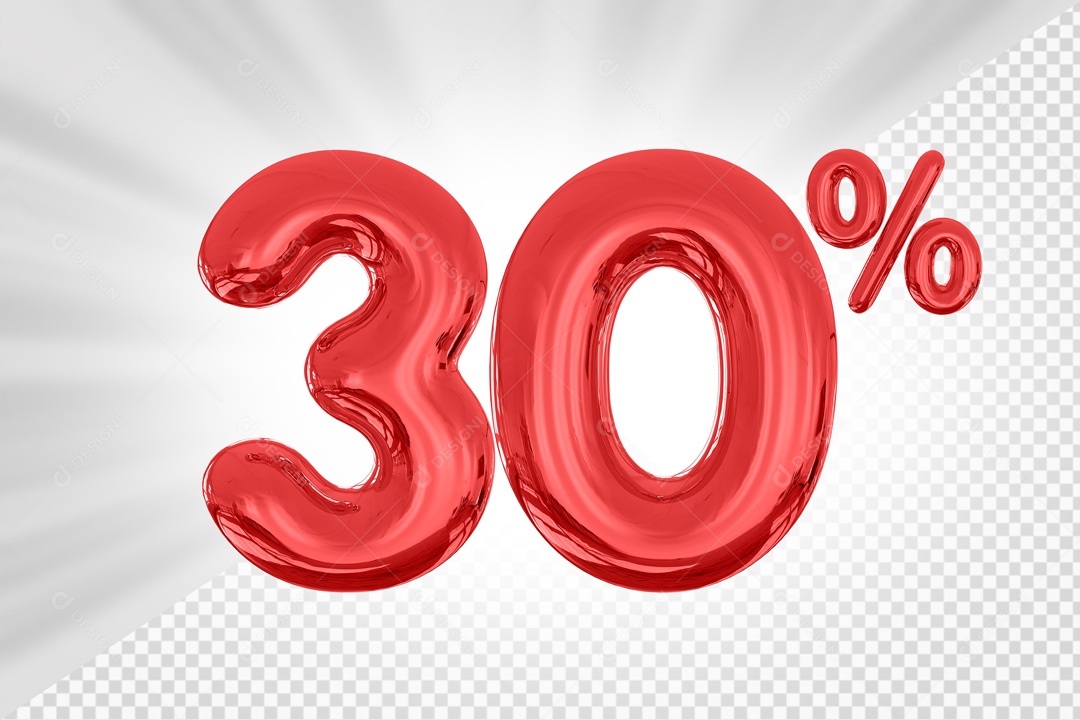 Numero Vermelho De 30% Desconto Elemento 3D PSD