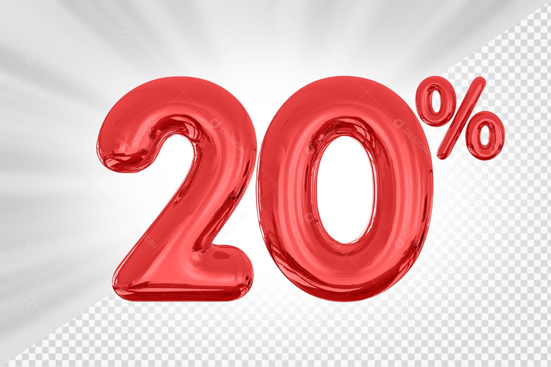 Numero Vermelho De 20% Desconto Elemento 3D PSD