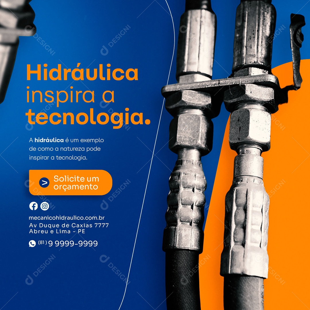 Hidráulica Inspira A Tecnologia Mecânico Hidráulico Social Media PSD Editável