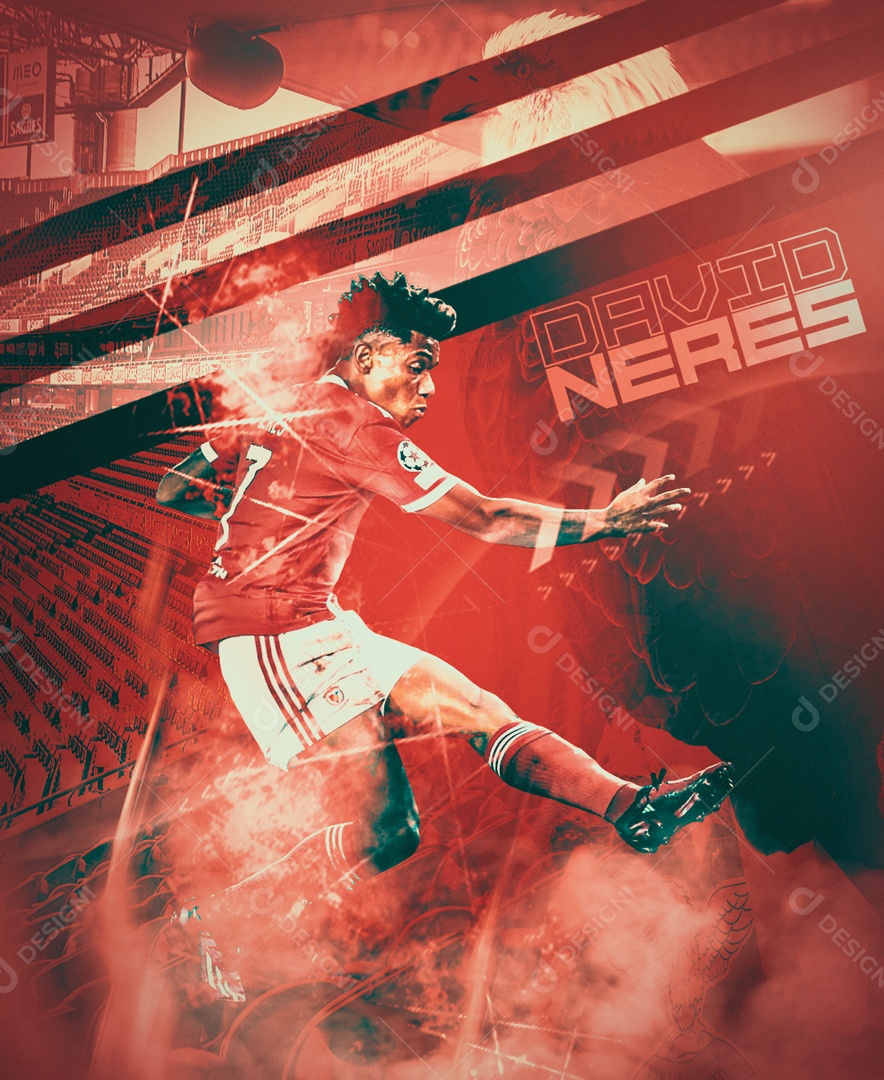 Flyer Jogador de Futebol David Neres Social Media PSD Editável