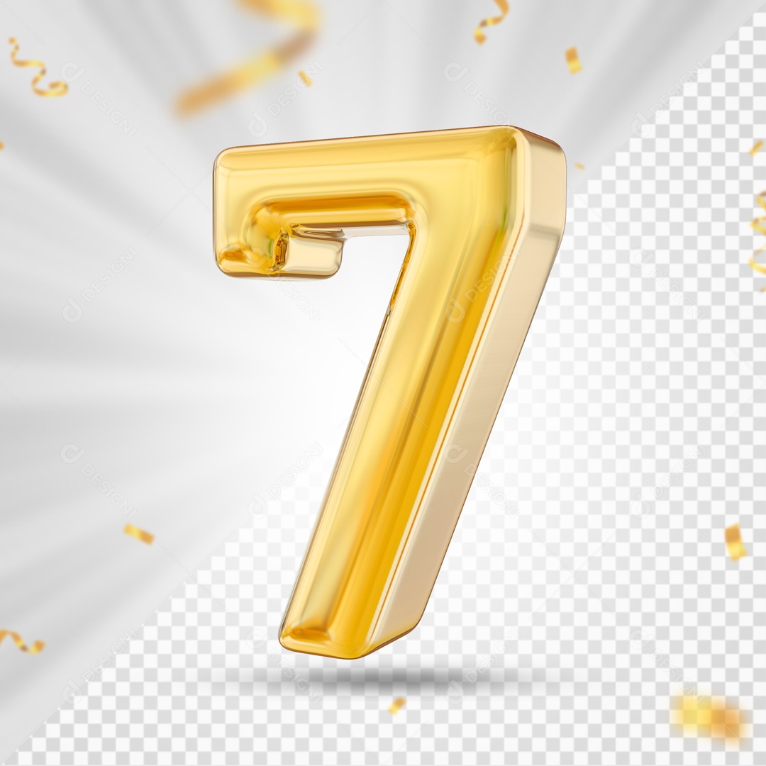 Numero 7 Amarelo Festa Elemento 3D PSD
