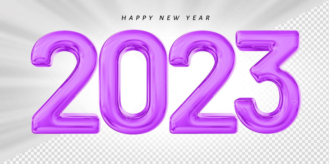 Feliz Ano Novo 2023 Roxo Elemento 3D PSD