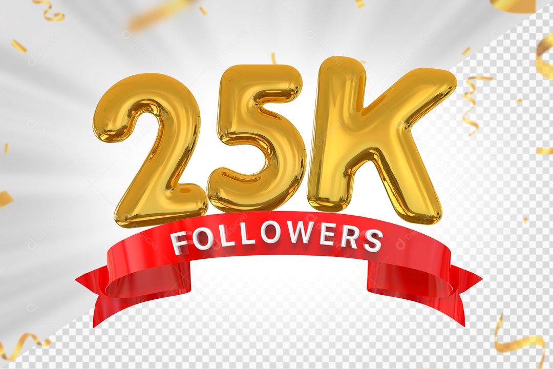 Números 25K Seguidores Elemento 3D PSD