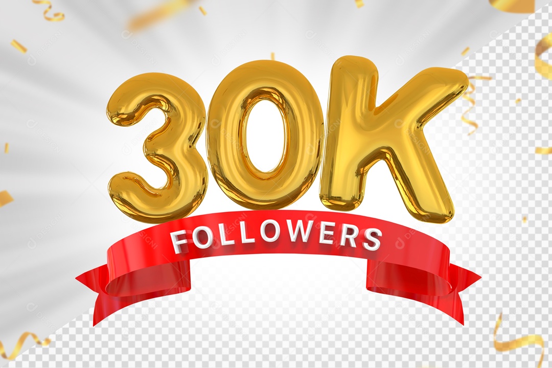 Números 30K Seguidores Elemento 3D PSD
