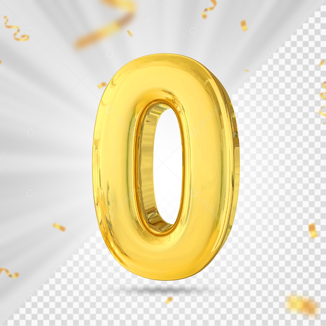 Numero 0 Amarelo Festa Elemento 3D PSD