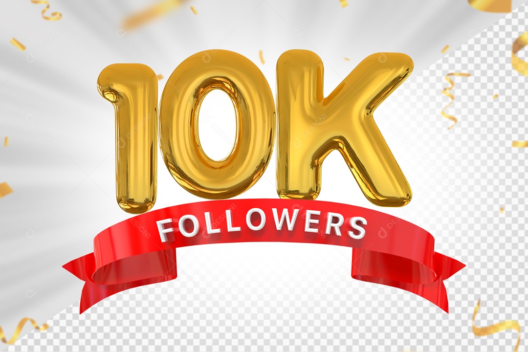 Números 10K Seguidores Elemento 3D PSD