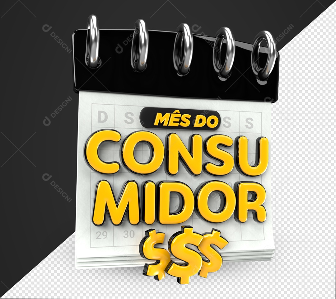 Mês Do Consumidor Selo 3D Amarelo Para Composição PSD