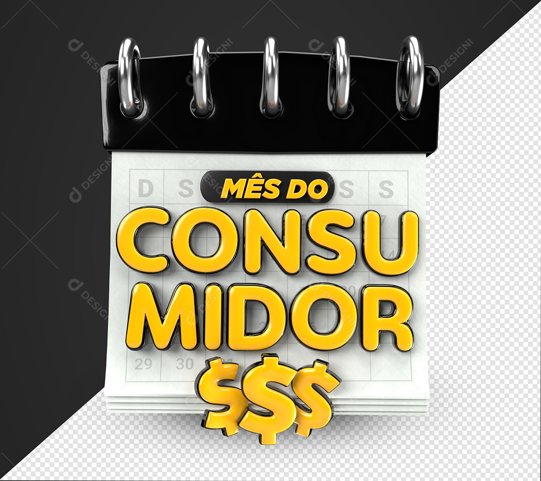 Mês Do Consumidor Selo 3D Amarelo Para Composição PSD