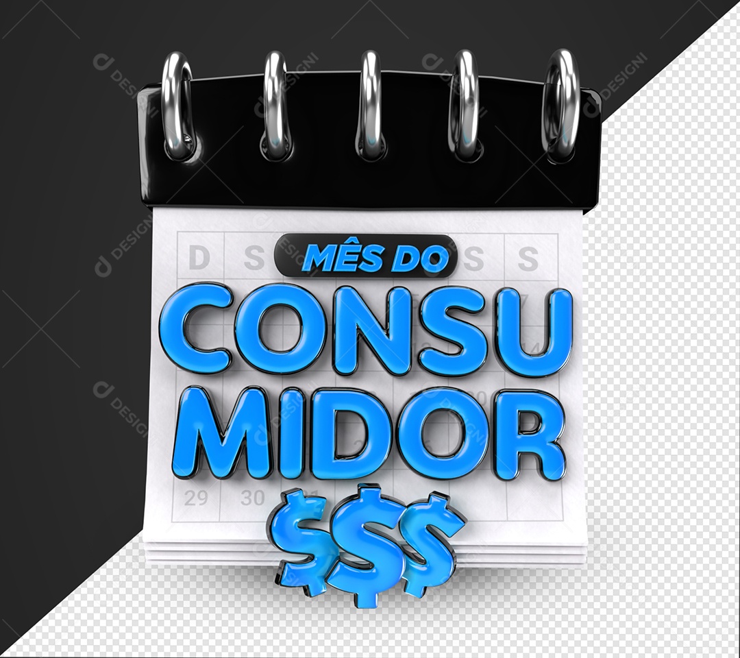 Mês Do Consumidor Selo 3D Azul Para Composição PSD