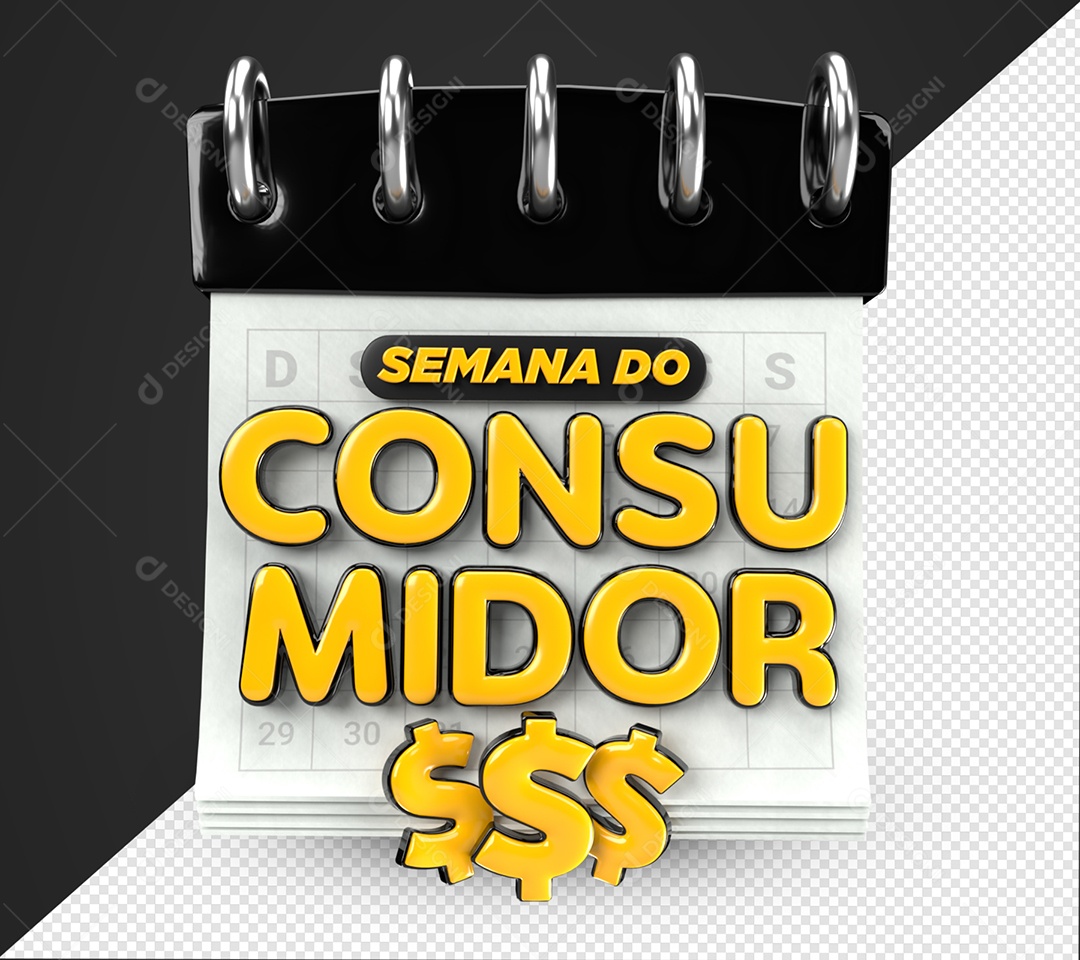 Semana Do Consumidor Selo 3D Amarelo Para Composição PSD