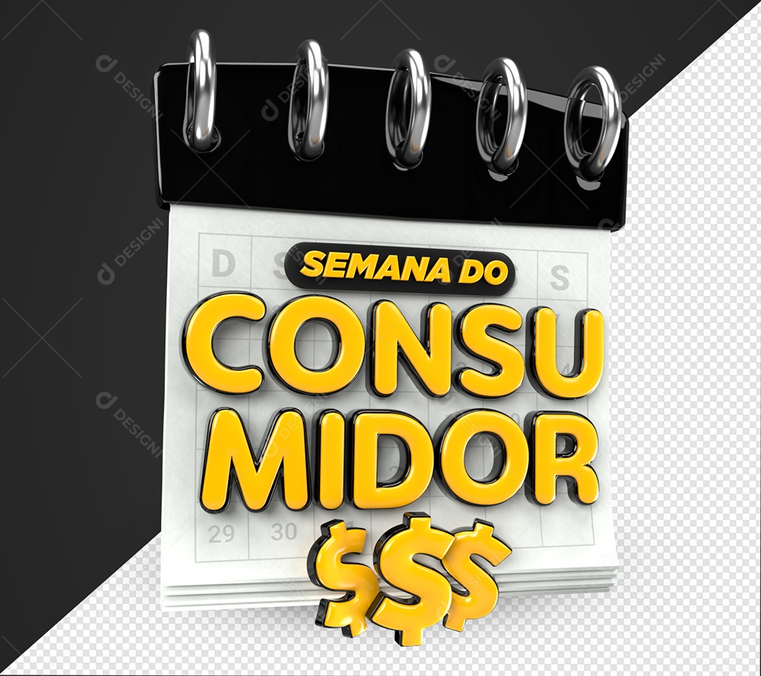 Semana Do Consumidor Selo 3D Amarelo Para Composição PSD
