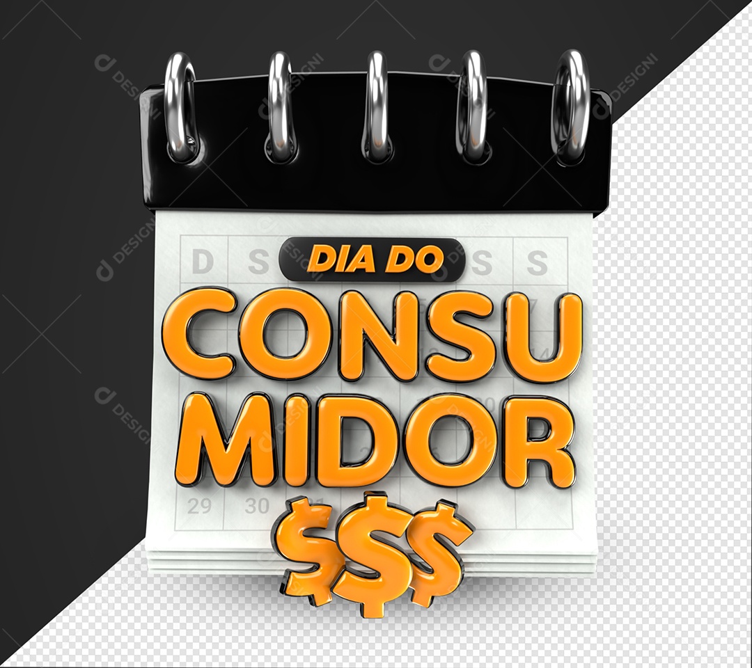 Dia Do Consumidor Selo 3D Laranja Para Composição PSD