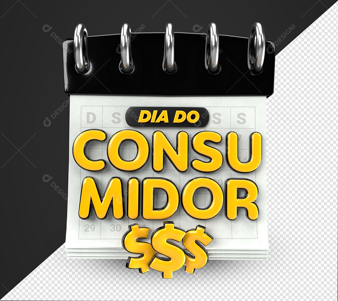 Dia Do Consumidor Selo 3D Amarelo Para Composição PSD