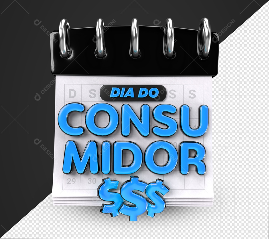 Dia Do Consumidor Selo 3D Azul Para Composição PSD