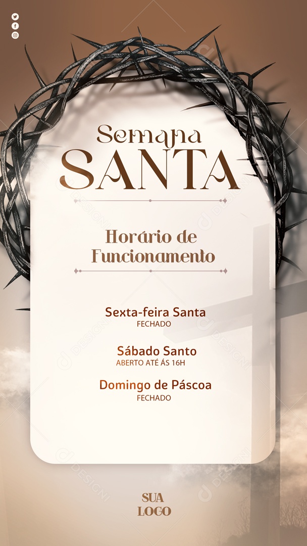 Story Horário de Funcionamento Semana Santa Social Media PSD Editável