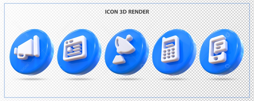 Ícones Azul Elemento 3D Para Composição PSD