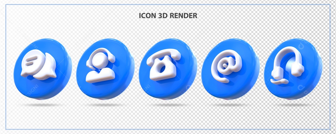 Ícones Azul Elemento 3D Para Composição PSD