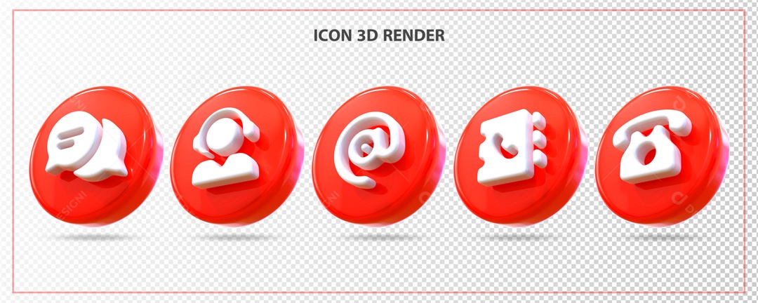 Ícones Vermelhos Elemento 3D Para Composição PSD