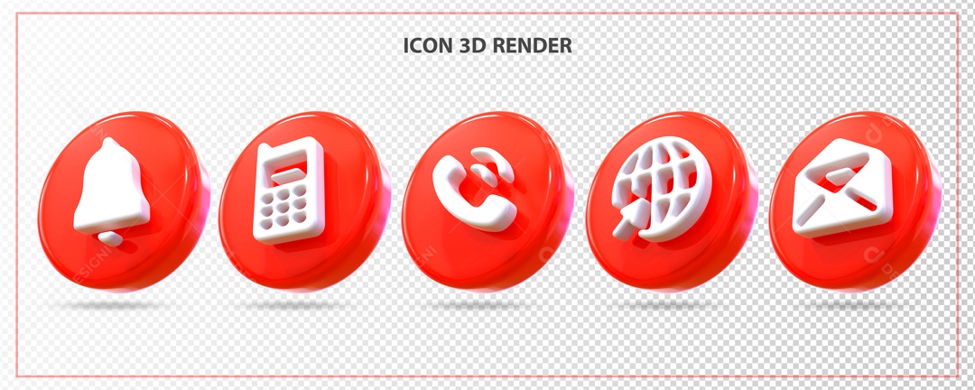 Ícones Vermelhos Elemento 3D Para Composição PSD