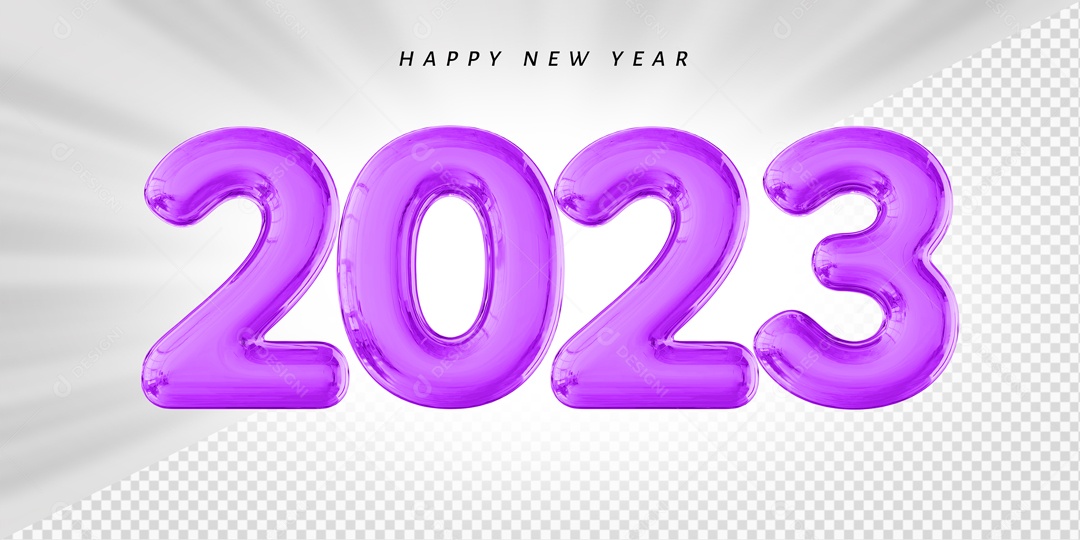 Feliz Ano Novo 2023 Roxo Elemento 3D PSD