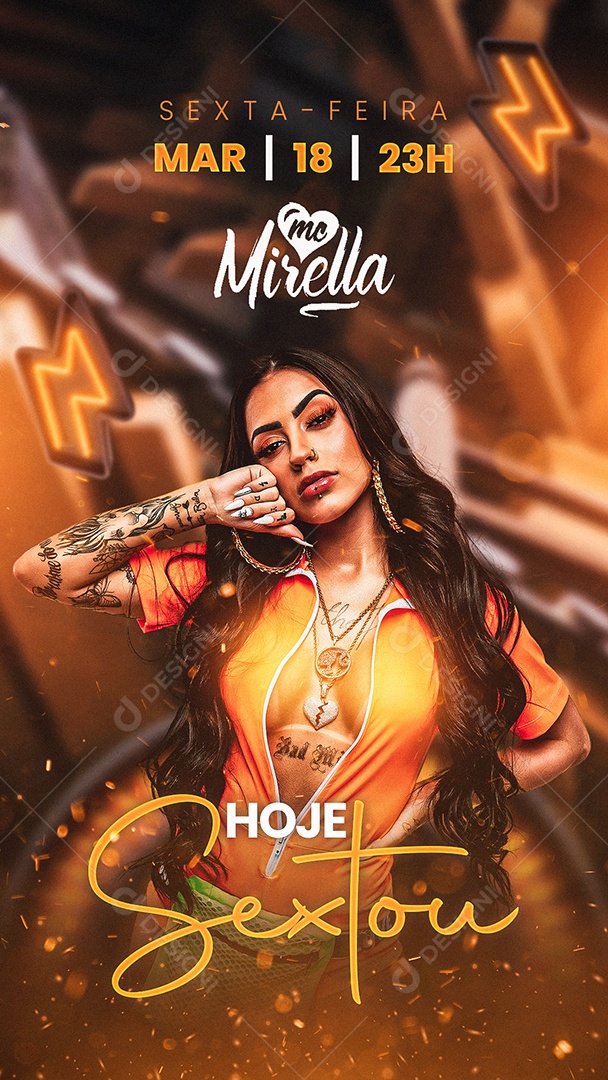 Flyer Show MC Mirella Hoje Sextou Story Social Media PSD Editável