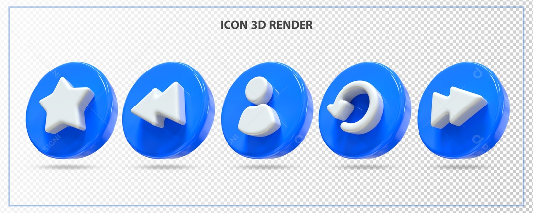 Ícones Azul Elemento 3D Para Composição PSD