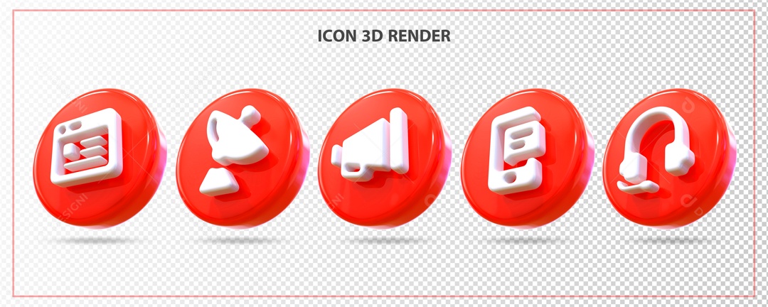 Ícones Vermelhos Elemento 3D Para Composição PSD