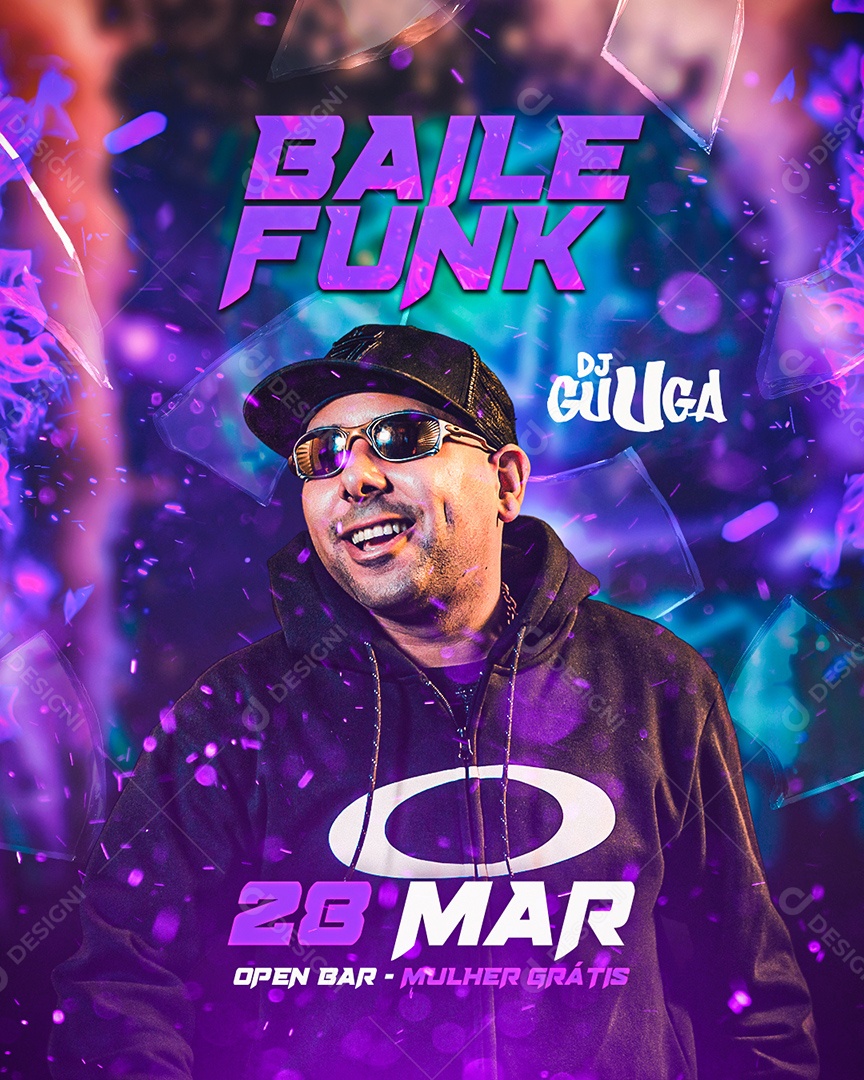 Flyer Baile Funk Dj Guuga Social Media PSD Editável