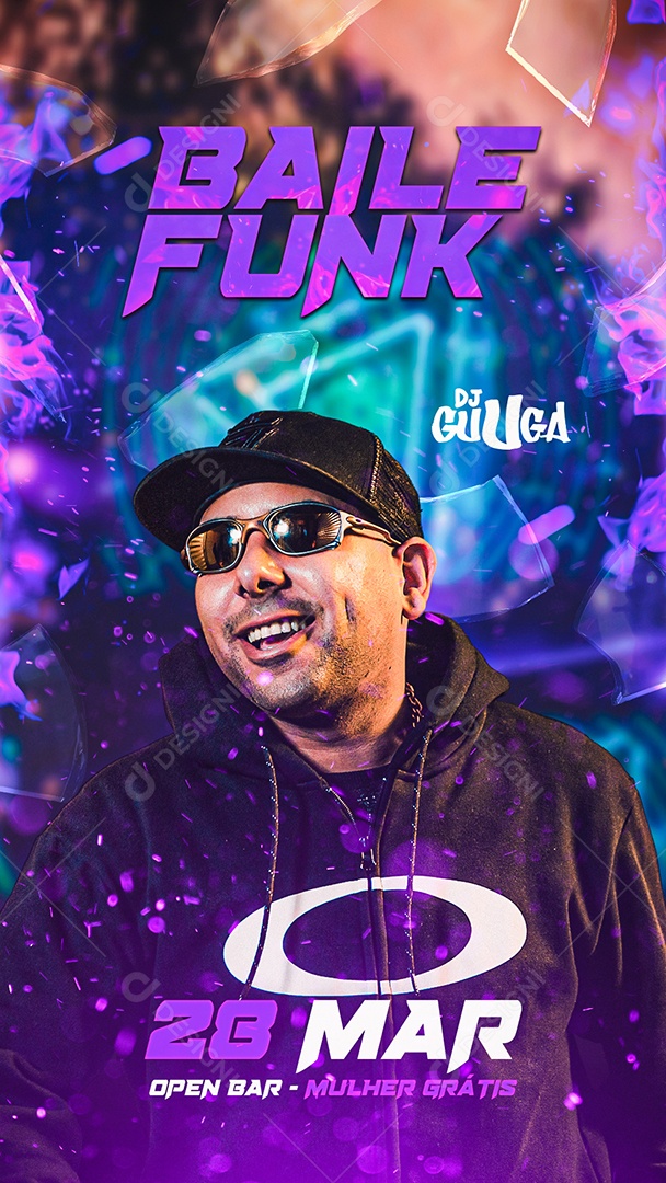 Flyer Baile Funk Dj Guuga Story Social Media PSD Editável