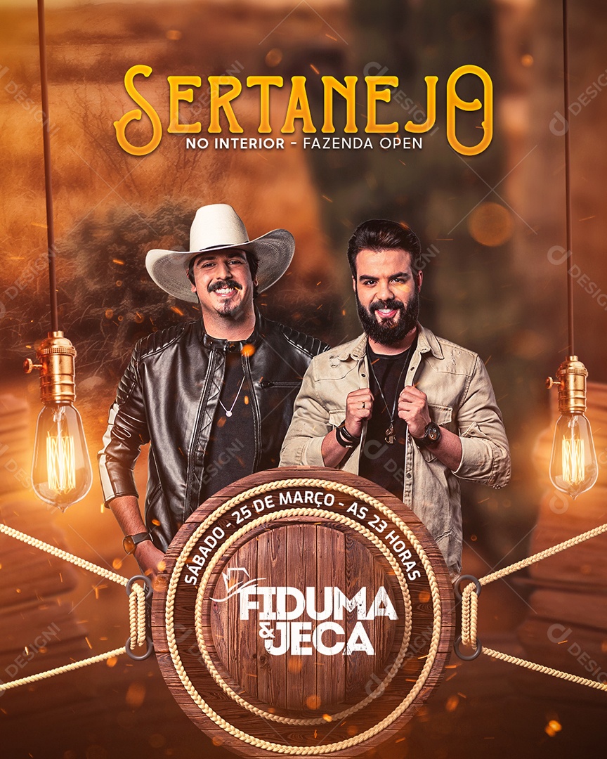 Flyer Sertanejo no Interior Fiduma & Jeca Social Media PSD Editável