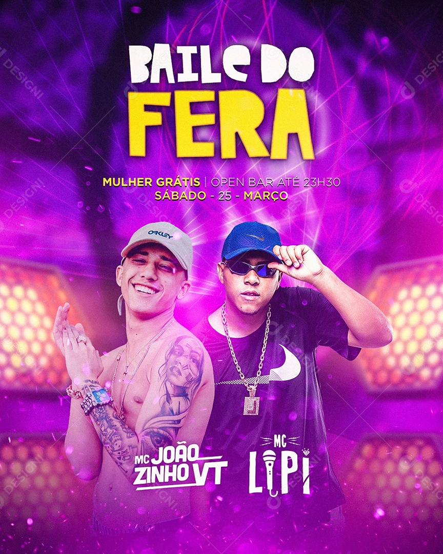 Flyer Baile do Fera MC Joãozinho VT e MC Lipi Social Media PSD Editável