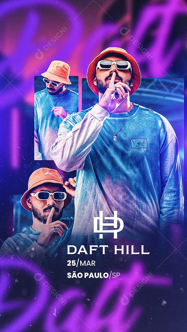 Flyer Show Daft Hill DJ Story Social Media PSD Editável
