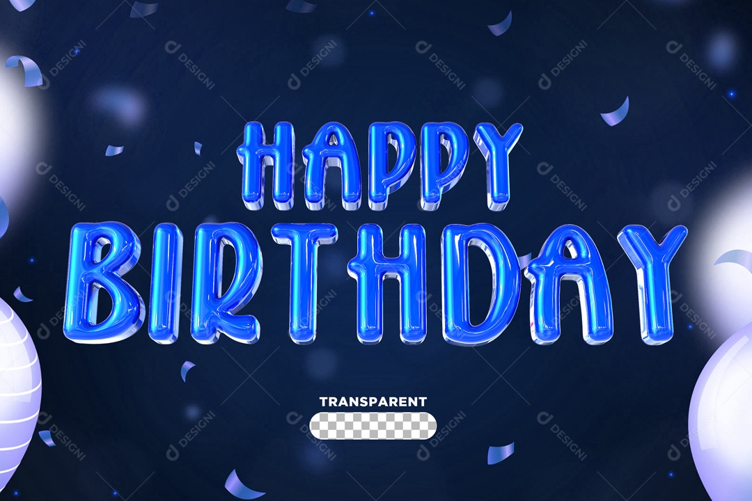 Feliz Aniversario Azul Elemento 3D PSD